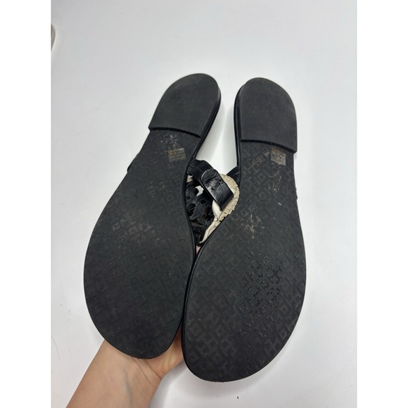 Tory Burch Miller Fringe Flip Flop Thong Sandal Black and White Women's 8 M - Picture 6 of 6